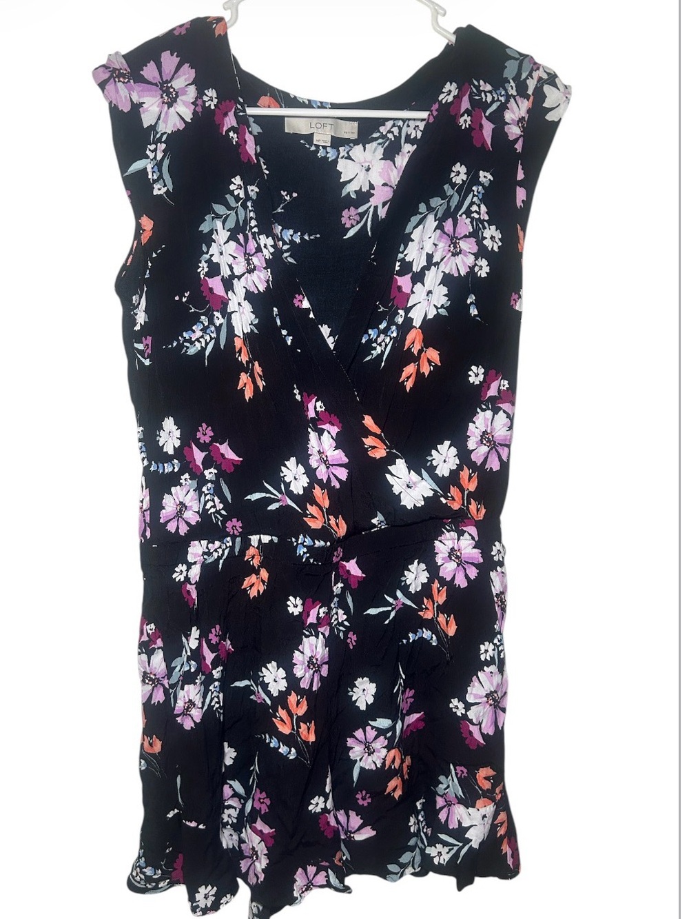 LOFT Black Floral Sleeveless Short Romper Jumper Girly Festival Light Beach Fair